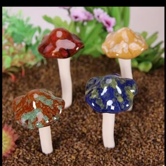Other - Garden Decoration Handmade 4PCs Ceramic Pottery Mushroom Indoor/outdoor